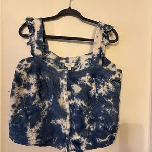 True Craft Blue and White Tie-Dye Blouse
